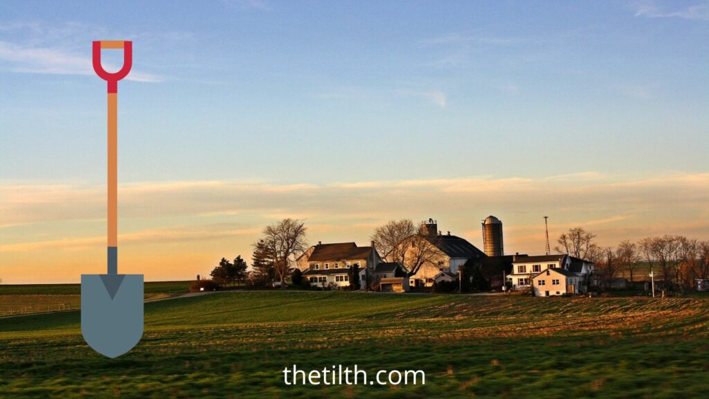 Amish Farm Scene with Shovel